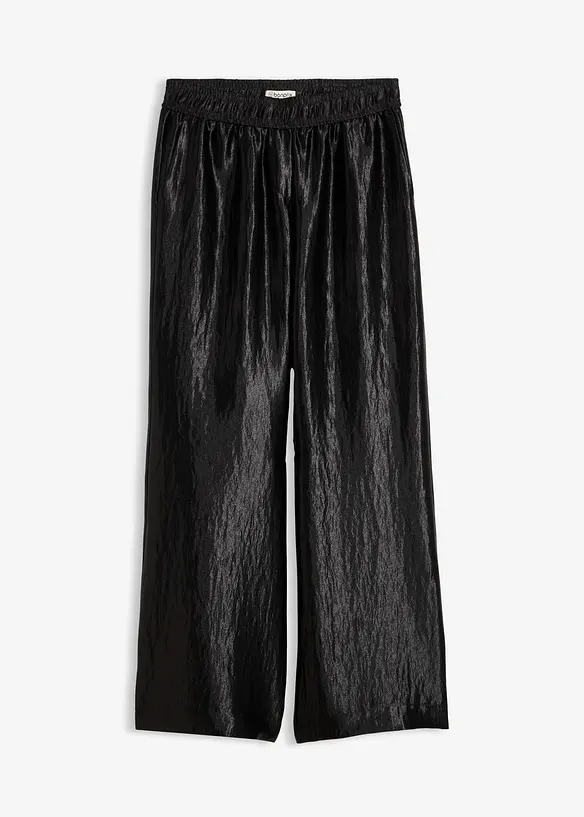 Pantalon palazzo satiné à taille élastiquée, bonprix