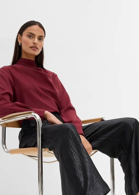 Pantalon palazzo satiné à taille élastiquée, bonprix