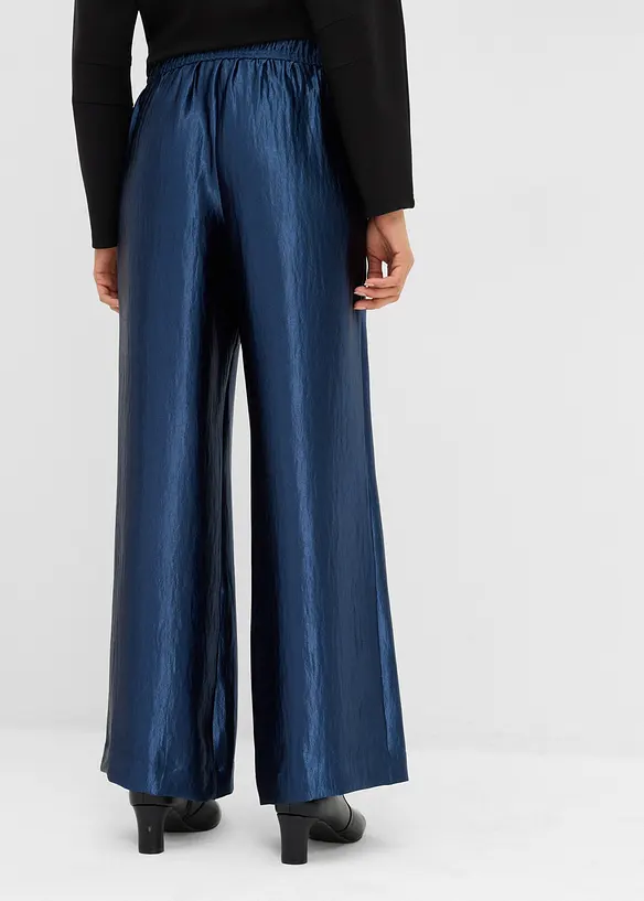 Pantalon palazzo satin&eacute; &agrave; taille &eacute;lastiqu&eacute;e, bonprix