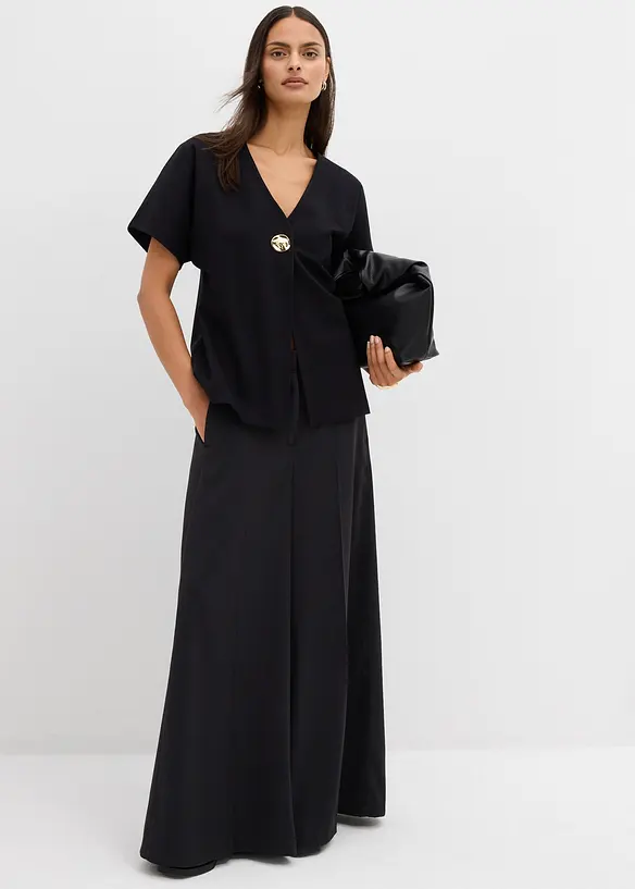 Gilet confortable en Punto di Roma avec bouton décoratif, bonprix