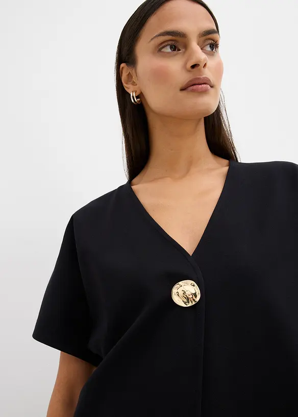 Gilet confortable en Punto di Roma avec bouton décoratif, bonprix