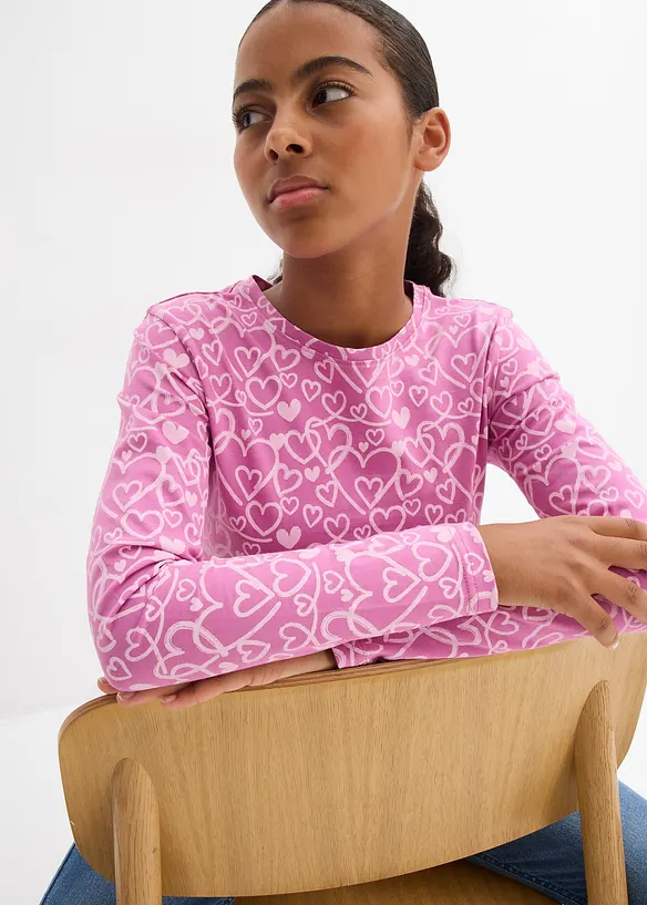 Lot de 3 T-shirts manches longues 100% coton, bonprix