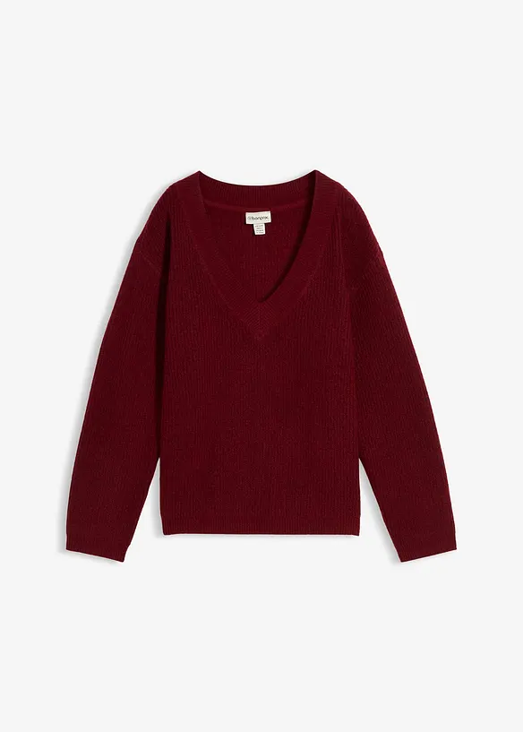 Pull en maille avec col V, bonprix