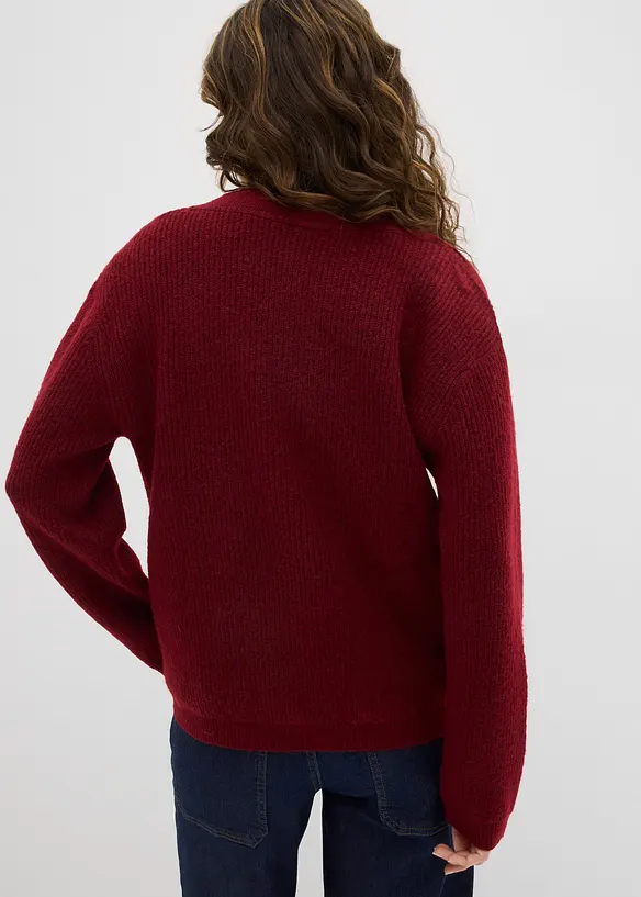 Pull en maille avec col V, bonprix