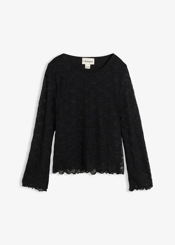 T-shirt manches longues en dentelle, bonprix