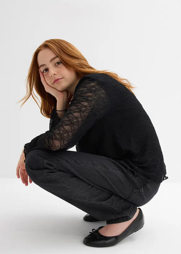 T-shirt manches longues en dentelle, bonprix