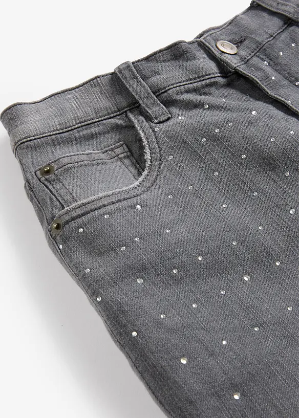 Jean ample taille mi-haute, orné de strass, bonprix