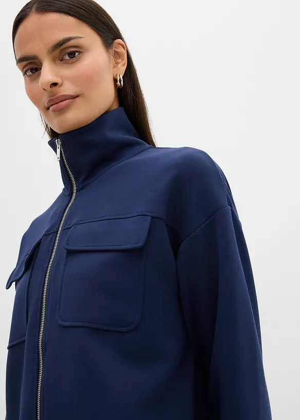 Sweat zippé en matière un peu brillante, bonprix