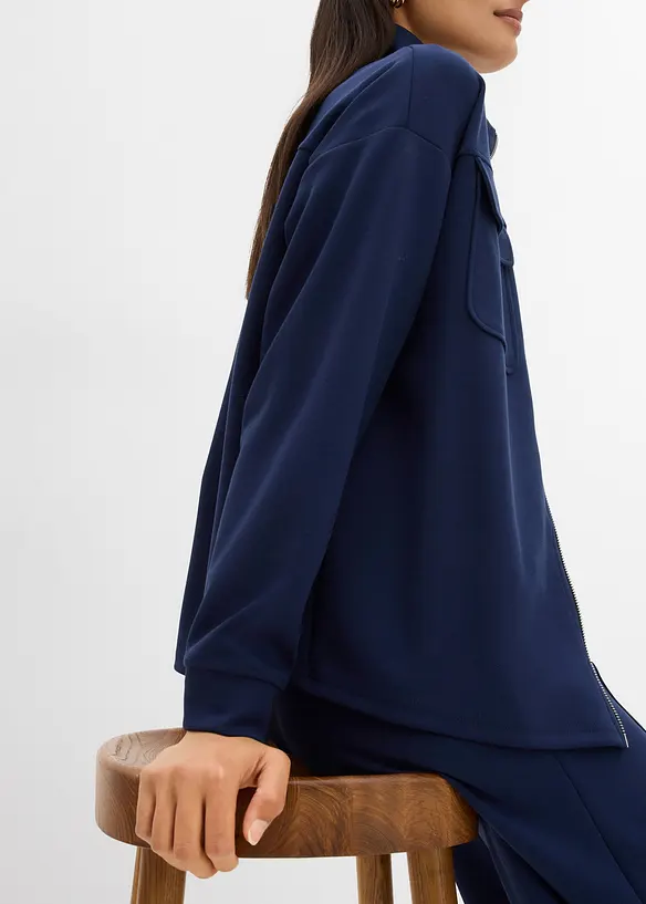 Sweat zippé en matière un peu brillante, bonprix