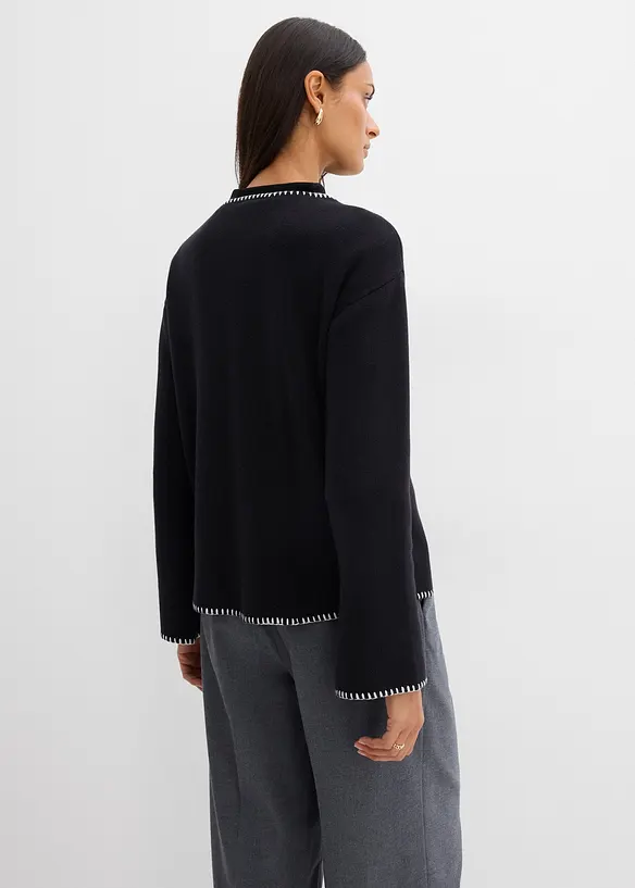 Gilet en maille avec d&eacute;tails contrastants, bonprix