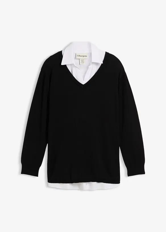 Ensemble de grossesse et d’allaitement avec pull et blouse sans manches, bonprix