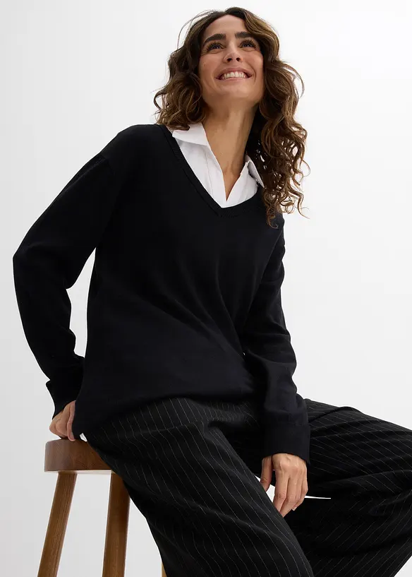 Ensemble de grossesse et d’allaitement avec pull et blouse sans manches, bonprix