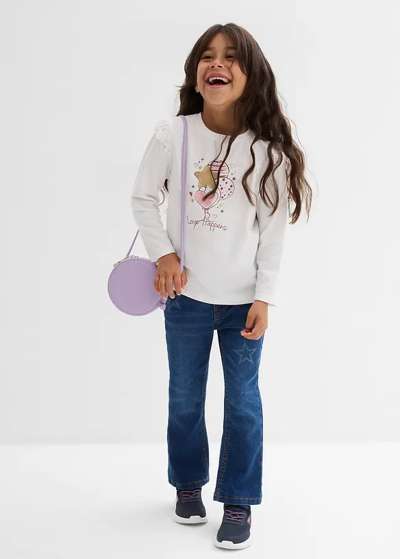 Lot de 2 T-shirts manches longues en coton extensible, bonprix