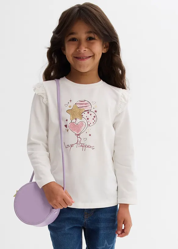 Lot de 2 T-shirts manches longues en coton extensible, bonprix