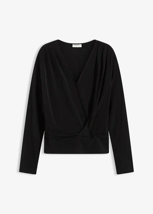 T-shirt manches longues à décolleté plongeant, bonprix