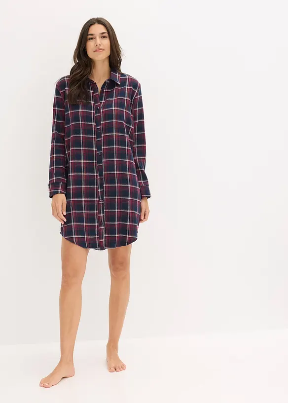 Chemise de nuit boutonnée en flanelle, bonprix
