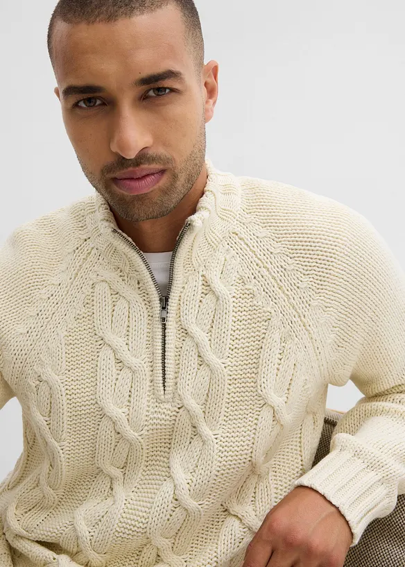 Pull camionneur doux en grosse maille à motif torsadé, bonprix