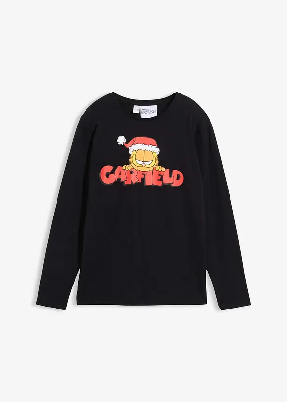 T-shirt manches longues Garfield avec motif de Noël, 100% coton, Garfield