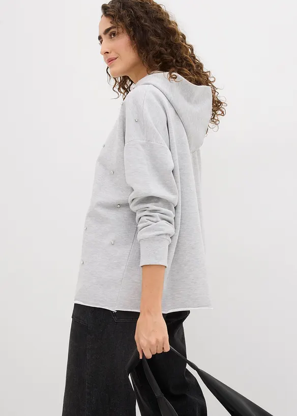 Sweat oversize à capuche et strass, bonprix