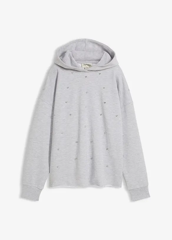 Sweat oversize à capuche et strass, bonprix
