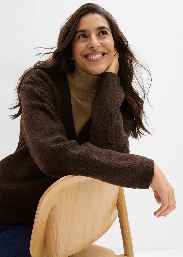 Pull en maille avec col V, bonprix