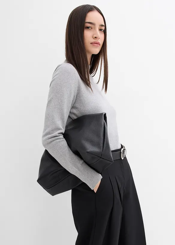 Pantalon à pinces, taille élastiquée et fente, bonprix