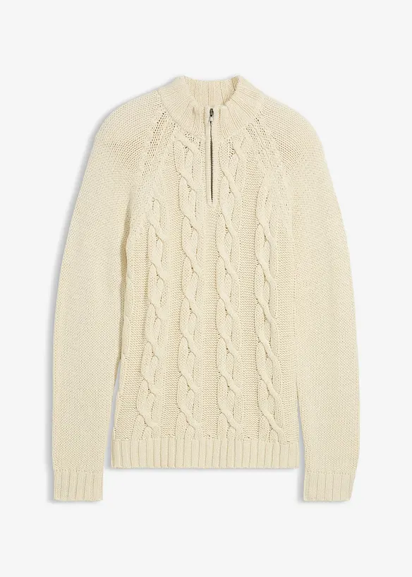 Pull camionneur doux en grosse maille à motif torsadé, bonprix