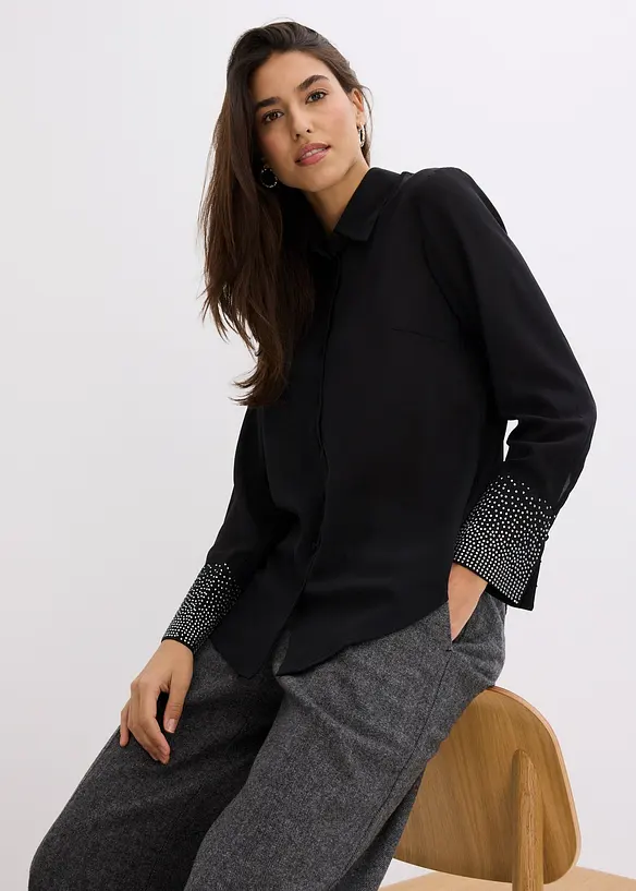 Chemisier avec manchettes &agrave; strass, bonprix