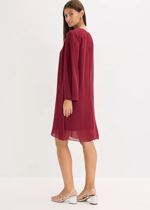 Robe en crêpe à col orné de strass, bonprix