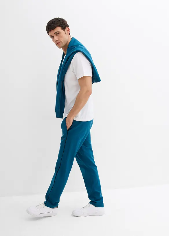 Pantalon en molleton 100% coton à détails contrastants, bonprix