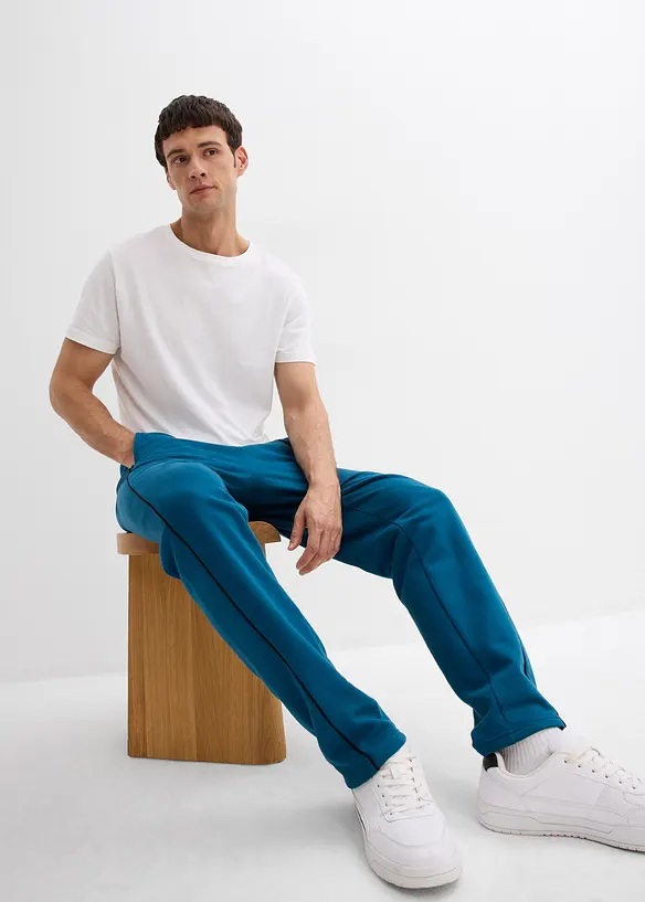 Pantalon en molleton 100% coton à détails contrastants, bonprix