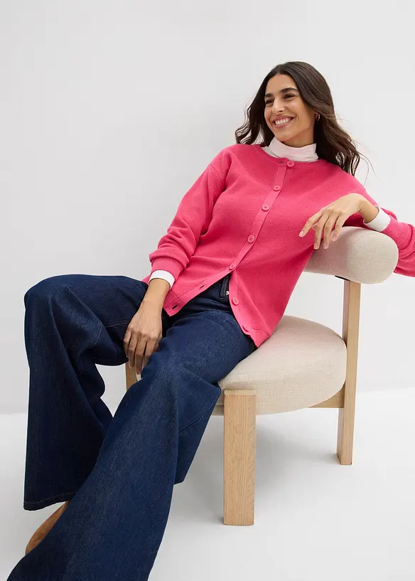 Gilet en fine maille, col rond, bonprix