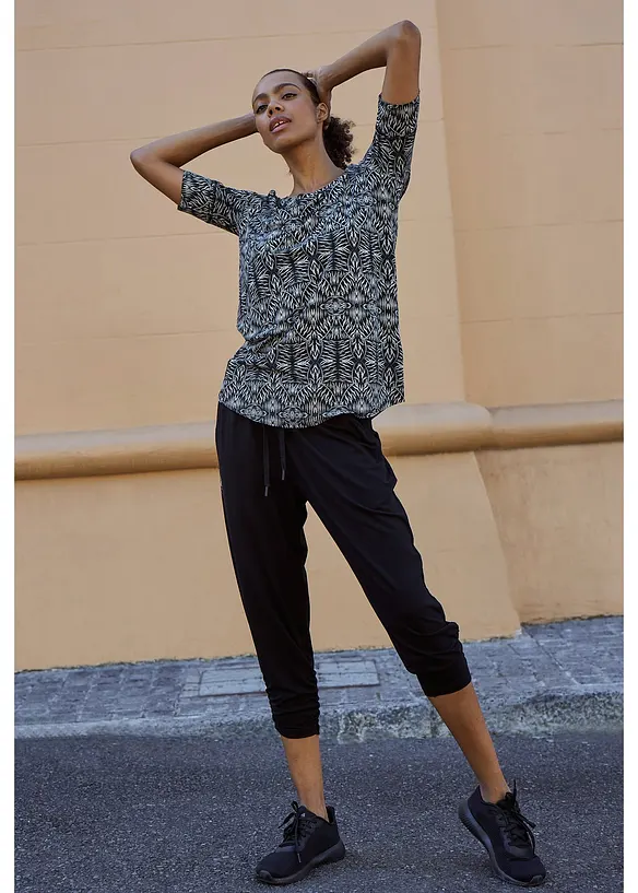 Pantalon sarouel décontracté avec ourlet resserré, bonprix