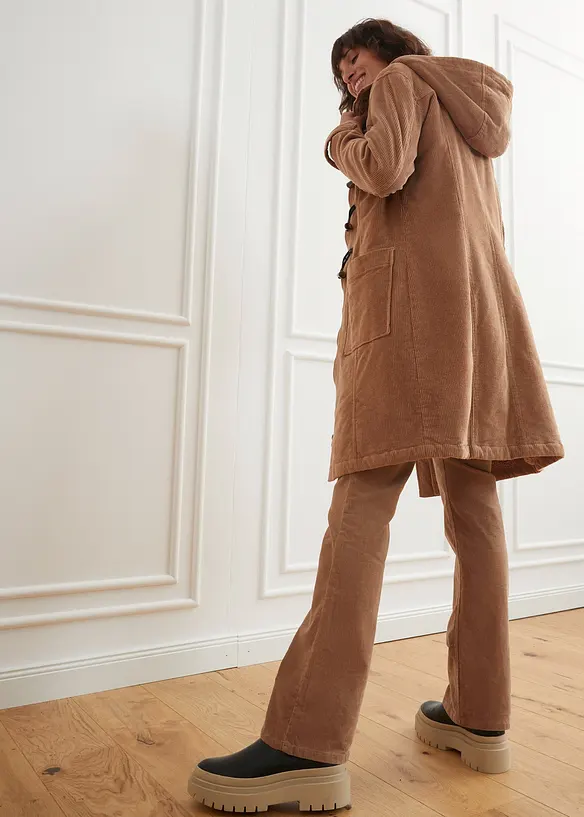 Duffle-coat en velours côtelé doublé, bonprix