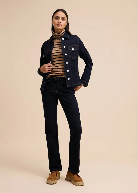 Jean droit taille mi-haute, extensible, bonprix