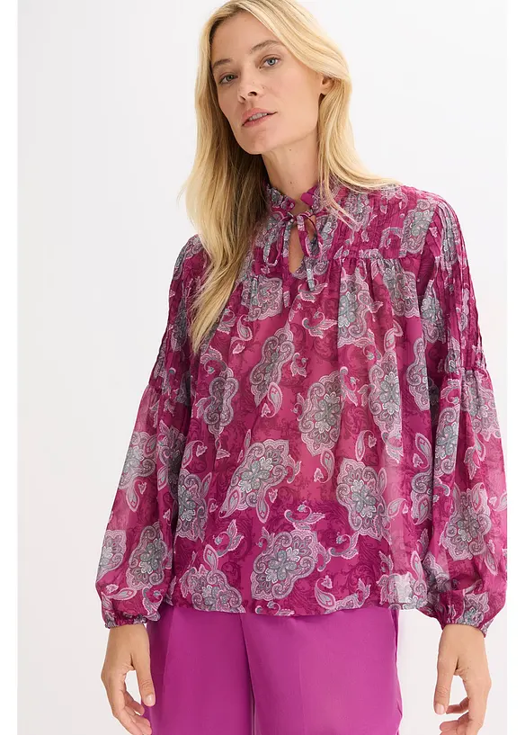 Tunique en satin à passepoils, bonprix