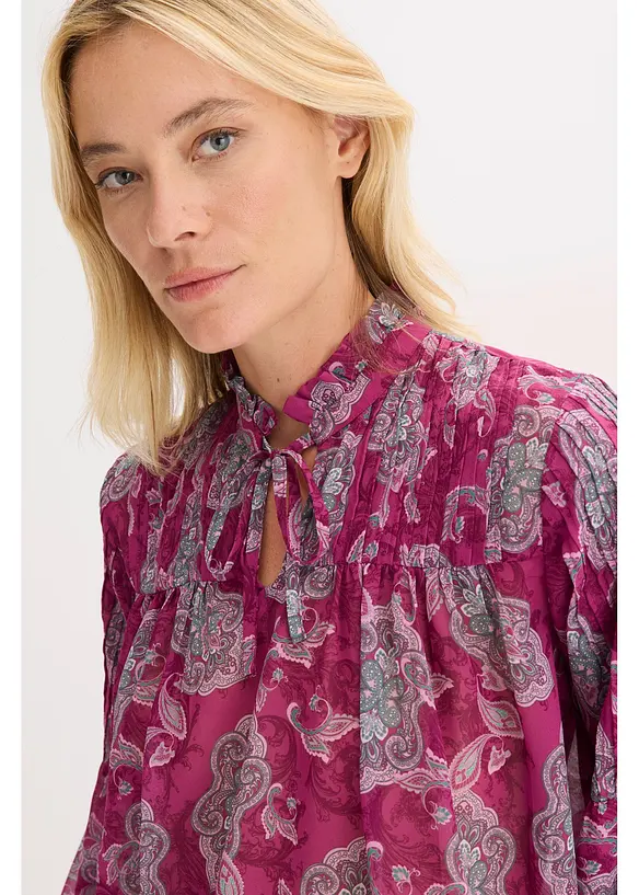 Tunique en satin à passepoils, bonprix