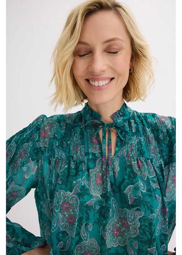 Tunique en satin à passepoils, bonprix