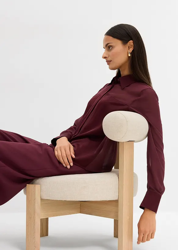 Chemisier avec empiècements en satin, bonprix