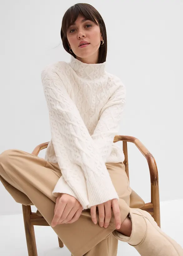 Pull en maille torsadée, bonprix