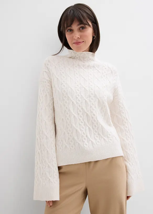 Pull en maille torsadée, bonprix