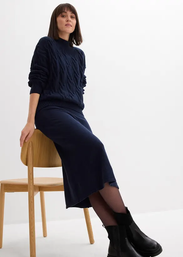 Jupe midi en maille douce, bonprix