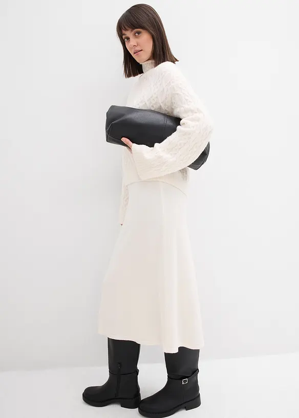 Jupe midi en maille douce, bonprix