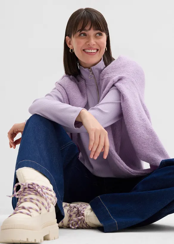 T-shirt côtelé doux, bonprix