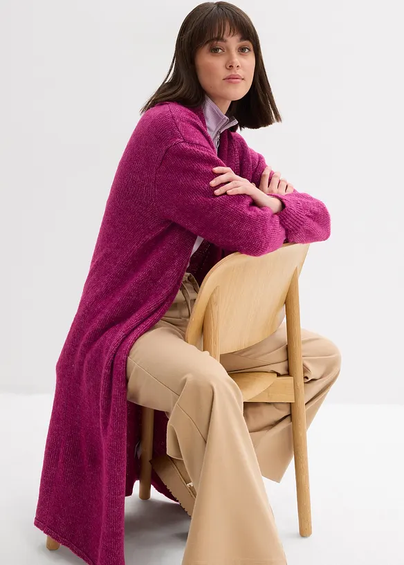 Gilet long en maille poilue, bonprix