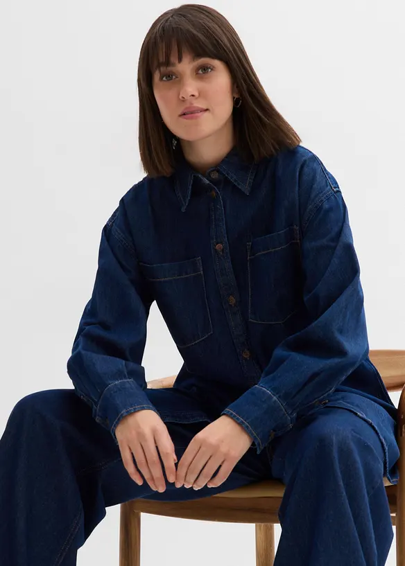 Chemisier oversize en jean épais, 100% coton, bonprix