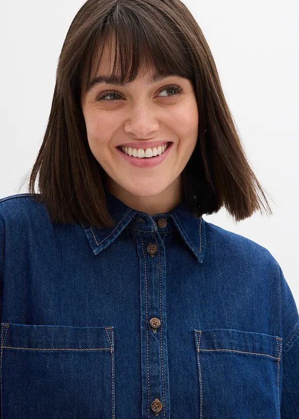 Chemisier oversize en jean épais, 100% coton, bonprix