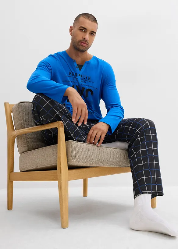 Pyjama manches longues et col boutonné 100% coton, bonprix