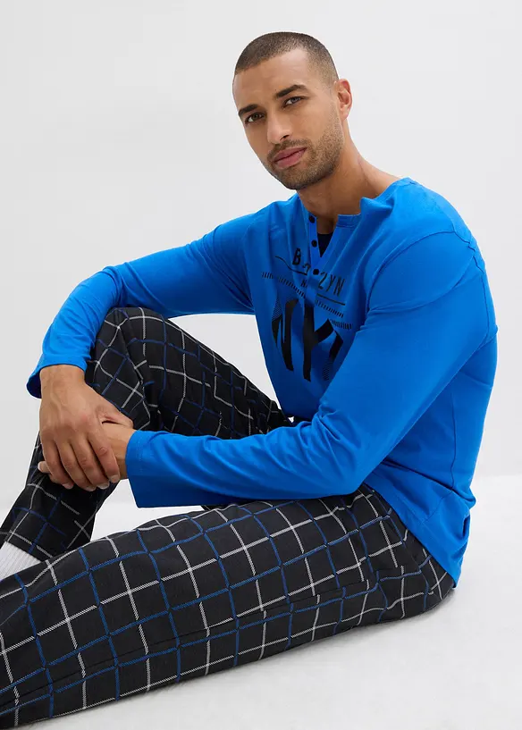 Pyjama manches longues et col boutonné 100% coton, bonprix