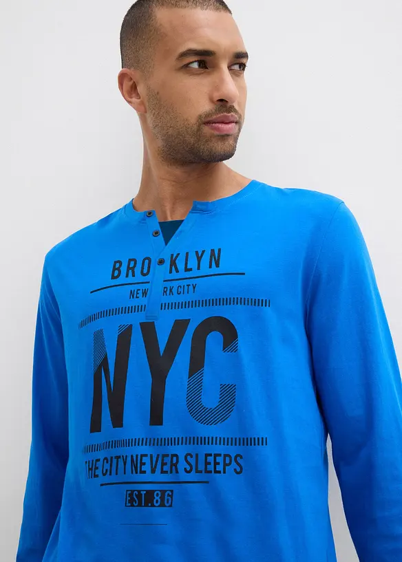 Pyjama manches longues et col boutonné 100% coton, bonprix